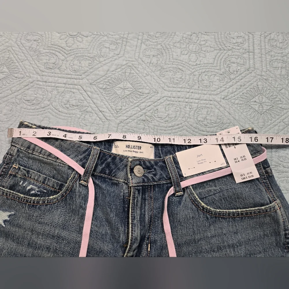 Hollister Low Rise Baggy Short Blue and Pink Jean Shorts Size W29